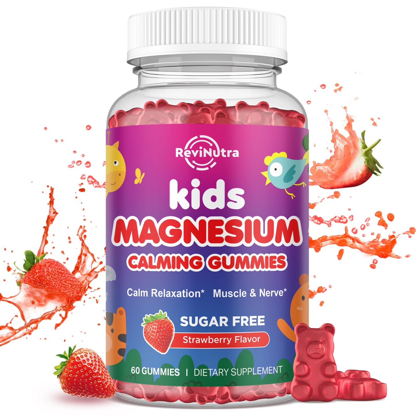 ReviNutra Magnesium Gummies for Kids - Magnesium Glycinate Gummies with L-Theanine, Chamomile, Vitamin B6, D for Kids & Adults Sleep