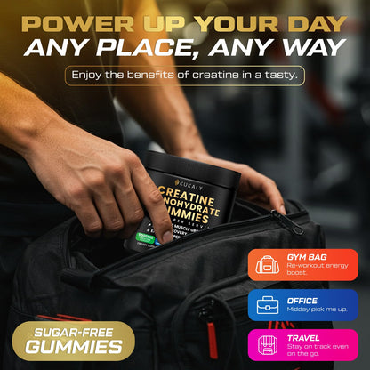 ZyterX Creatine Monohydrate Gummies for Men & Women, 9000MG Creatine Gummies Sugar Free with L-Taurine, BCAA 2:1, B12 B6 for Boost Strength, Focus & Endurance,