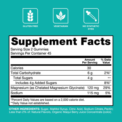 Qunol Magnesium Glycinate Gummies, 120mg of Magnesium Glycinate, High Absorption, Mixed Berry, 90 Count (Pack of 1) QunolBuy Supplements Australia