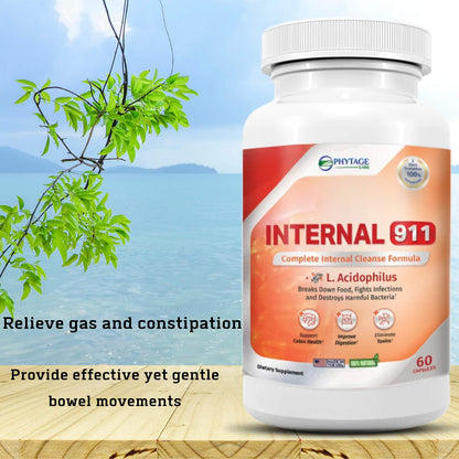 Phytage Labs Internal 911 Colon Cleanse Detox Supplement - Natural Laxative Cleanser Removes Toxins for Better Digestion and Radiant Skin - 60 Capsules