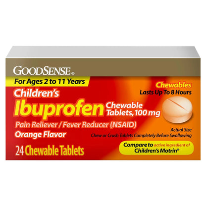 GoodSense Children's Ibuprofen Chewable Tablets, 100 mg, 24 Count, Pain Reliever and Fever Reducer (NSAID), Temporarily Reduces Fever and Relieves Minor Aches and Pain GoodSenseBuy Supplements Australia