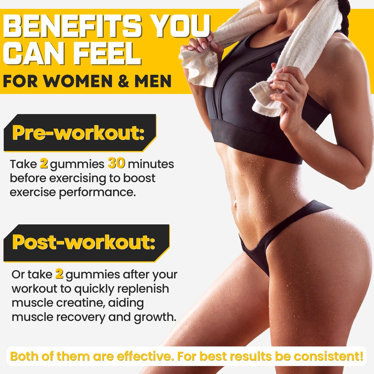 (180 Count) Creatine Monohydrate Gummies for Men & Women - Creatine Pre Workout Gummies for Muscle Builder, Muscle Strength, Recovery, Endurance, Energy,