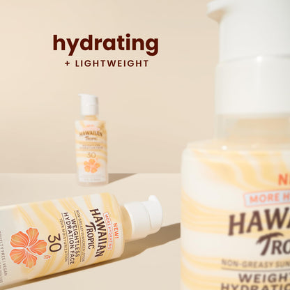 Hawaiian Tropic Weightless Hydration Lotion Sunscreen for Face SPF 30, 1.7oz | Travel Size