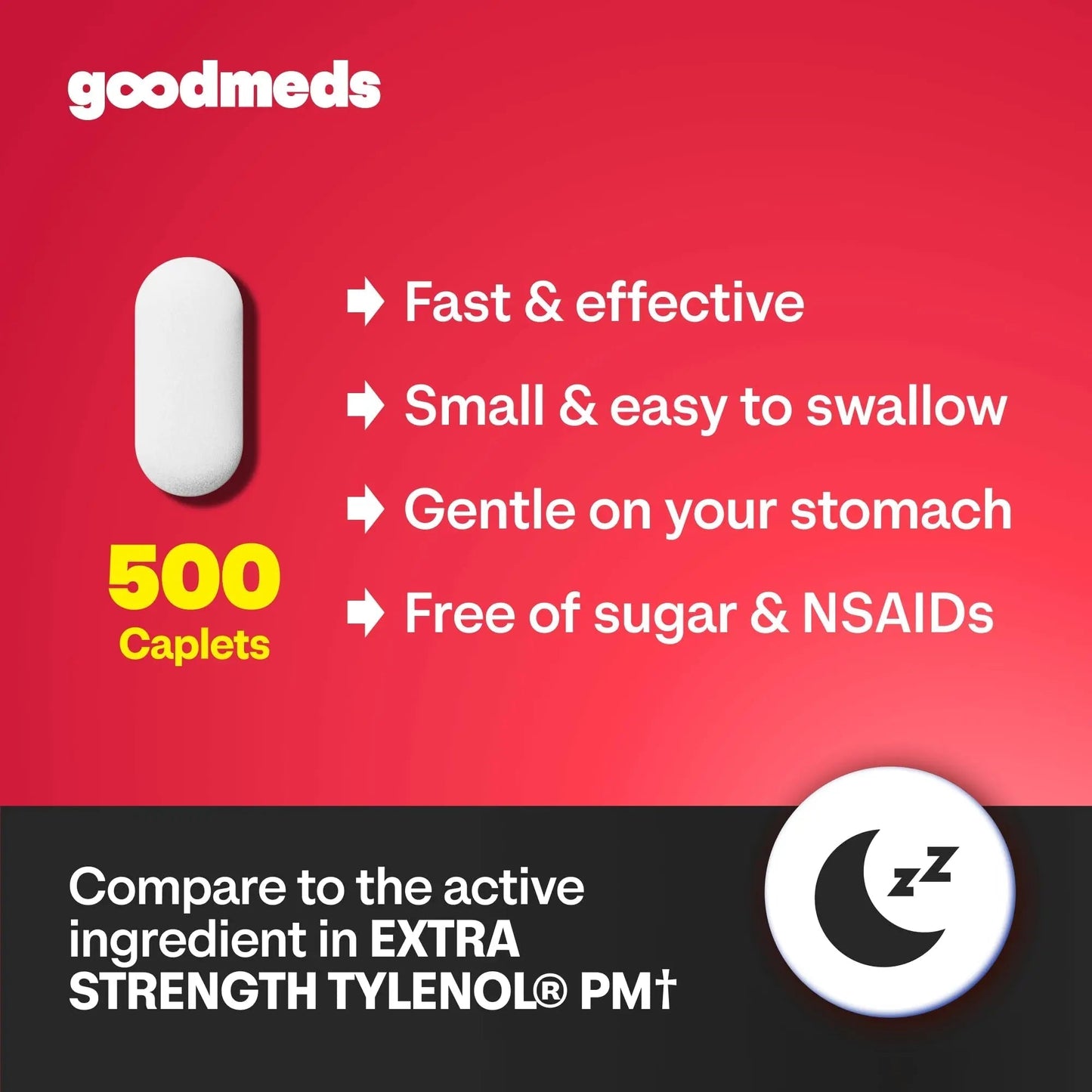 GoodMeds Compare to Tylenol PM PM Pain Reliever & Sleep Aid, Generic Acetaminophen 500mg, Fast-Acting, Extra Strength for Headaches, Migraines, Aches | Non-Habit Forming (375 Count) GoodMedsBuy Supplements Australia