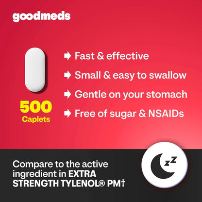 GoodMeds Compare to Tylenol PM PM Pain Reliever & Sleep Aid, Generic Acetaminophen 500mg, Fast-Acting, Extra Strength for Headaches, Migraines, Aches | Non-Habit Forming (375 Count) GoodMedsBuy Supplements Australia