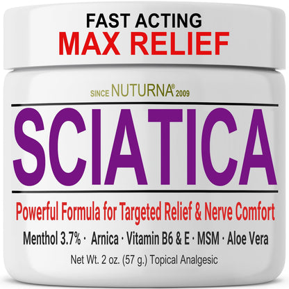 Sciatica Nerve Cream - Maximum Strength Comfort Cream for Feet, Hands, Legs, Toes, Back - Natural Ultra Strength Arnica, MSM, Menthol, Soothing Comfort, 2 Oz NuturnaBuy Supplements Australia
