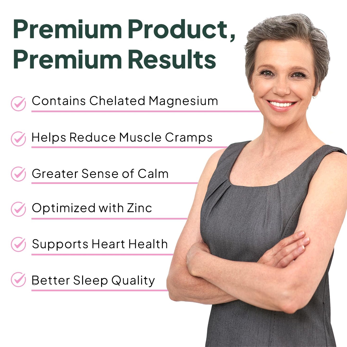 Organics Ocean Pure Magnesium Glycinate with Zinc - Maximum Strength Chelated Magnesium Supplement for Women and Men