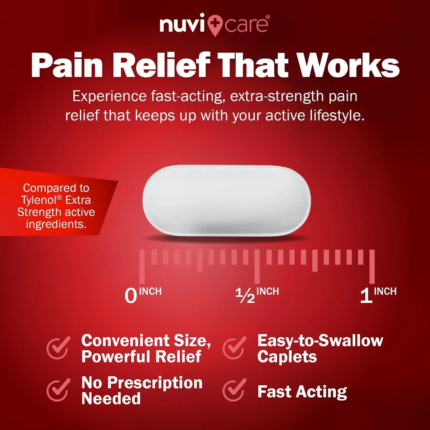 NUVICARE Acetaminophen 500mg Extra Strength Pain Relief - Compare to Tylenol Extra Strength Pain Reliever & Fever Reducer - 500mg Tablets for Adults for Headaches (100 Caplets) NUVICAREBuy Supplements Australia