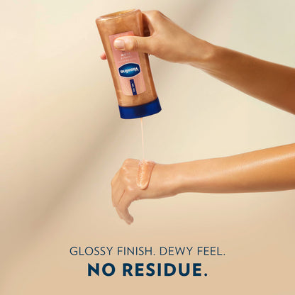 Vaseline Glazed and Glisten Sunlit Glow Body Gel Oil Vanilla Cocoa Shimmering with Ultra-Hydrating Lipids
