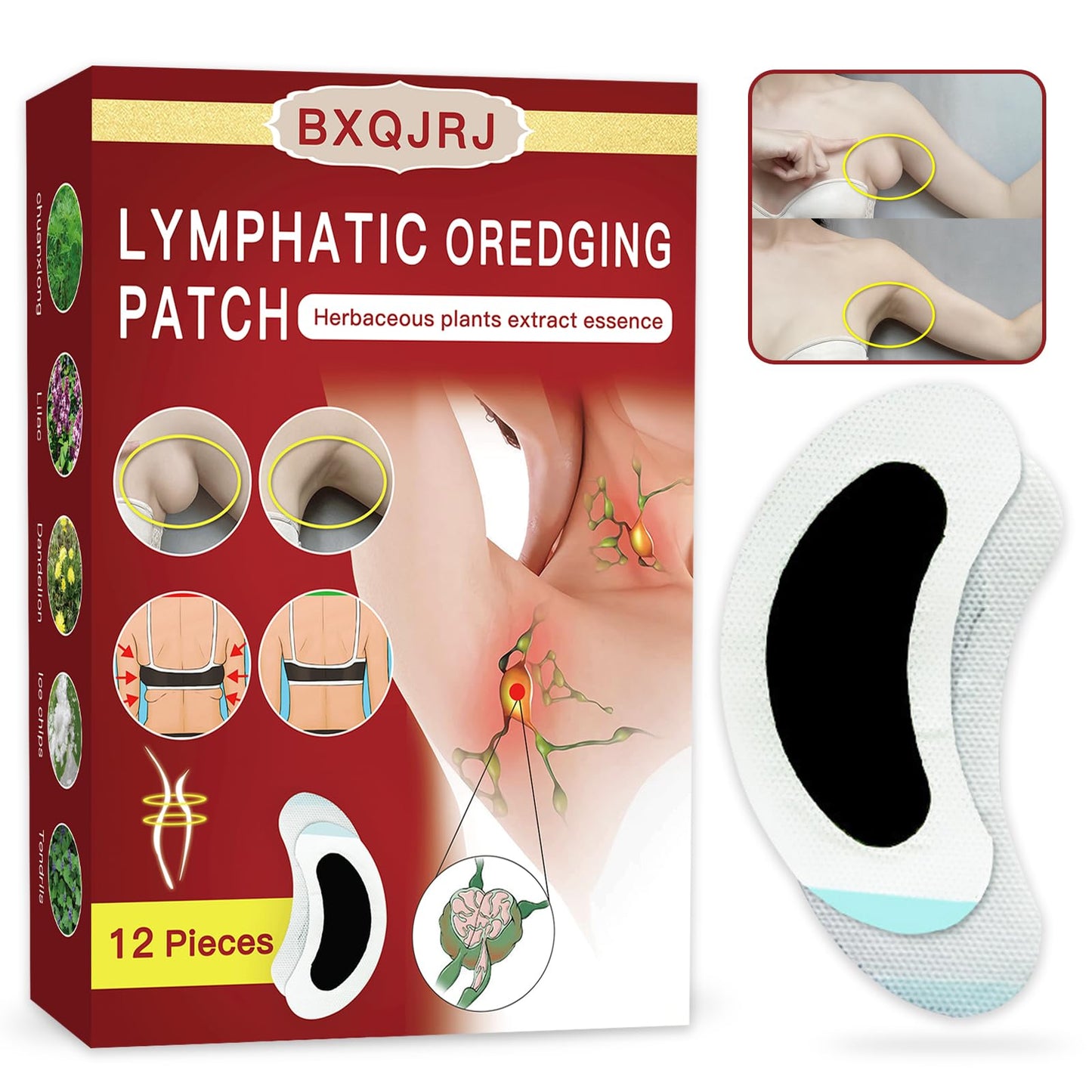 BXQJRJLymphatic Drainage Patch Lymphatic Drainage Herbal Lymphatic Drainage Care Patch Herbal Neck Patch (12) BXQJRJ buy supplements Au