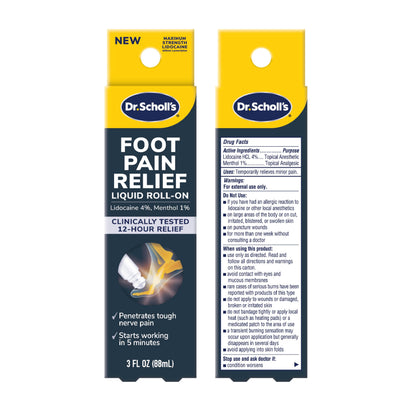 Dr. Scholl's Foot Pain Relief Liquid ROLL-ON, 3.0 oz // Clinically Tested 12-Hour Pain Relief - Penetrates Tough Nerve Pain - Works in 5 Minutes - Non-Greasy - with Lidocaine & Menthol Dr. Scholl'sBuy Supplements Australia