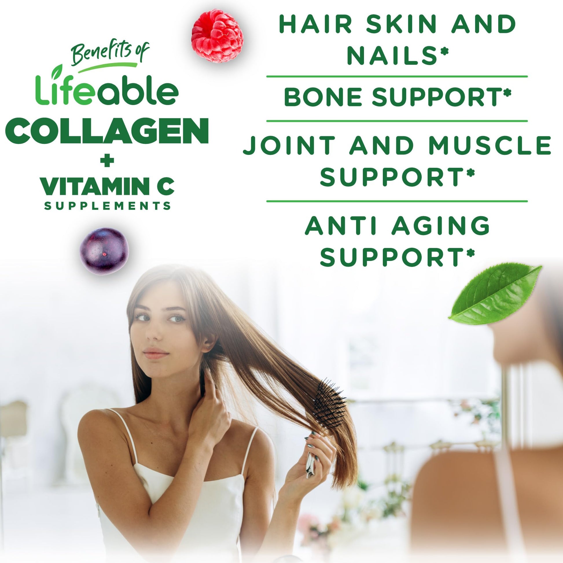 Lifeable Collagen Peptides Gummies | 100mg with Vitamin C | Great Tasting Collagen Supplements | Vegetarian Hair Skin and Nails Gummies | Collagen Gummies for Adults, Men, Women | 90 Gummies Lifeable buy supplements Au