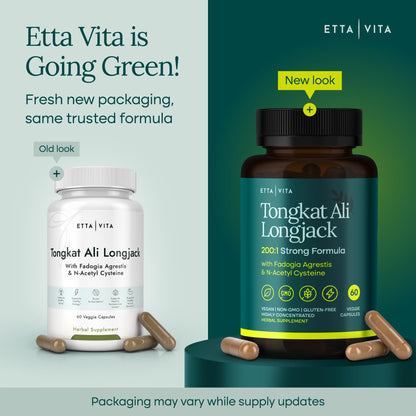 Potent Longjack - Tongkat Ali & Fadogia Agrestis Supplement for Men & Womens Energy, T Support, Lean Muscle Growth & Recovery, Hormonal Balance, Pre-Workout with Vegan NAC Liver Detox & Cleanse Etta VitaBuy Supplements Australia