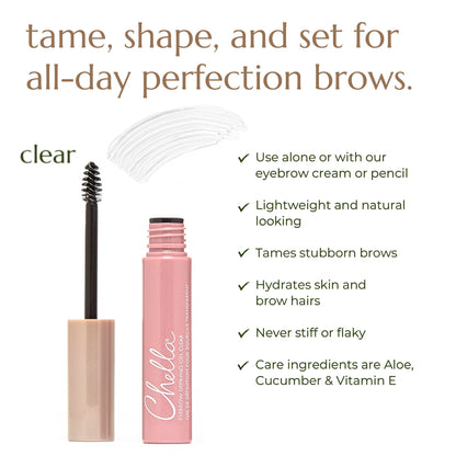 Chella Eyebrow Gel, Defining Clear Eyebrow Gel - Lightweight Formula for Natural, Long Lasting Makeup - Vegan, Cruelty Free, Paraben Free, Gluten Free ChellaBuy Supplements Australia