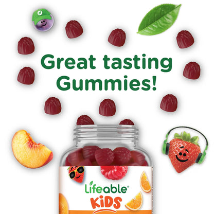 Lifeable Kids Multivitamin Gummies | Great Tasting Multivitamin for Kids | with Vitamins A, C, D, E, B6, B12, Zinc, Biotin Lifeable