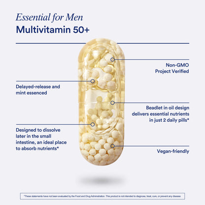 Ritual Men’s 50+ Daily Multivitamin - Key Essential Vitamins and Minerals To Support Heart, Energy, Brain, Muscle, Bone Health* - Including Zinc, D3, B12, A