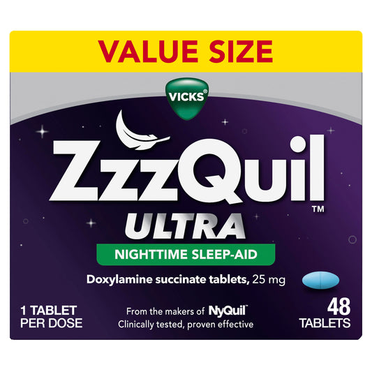 ZzzQuil ULTRA, Sleep Aid, Doxylamine Succinate 25mg, Sleep Aids for Adults, Nighttime Sleep Aid, 48 Tablets ZzzQuil buy supplements Au