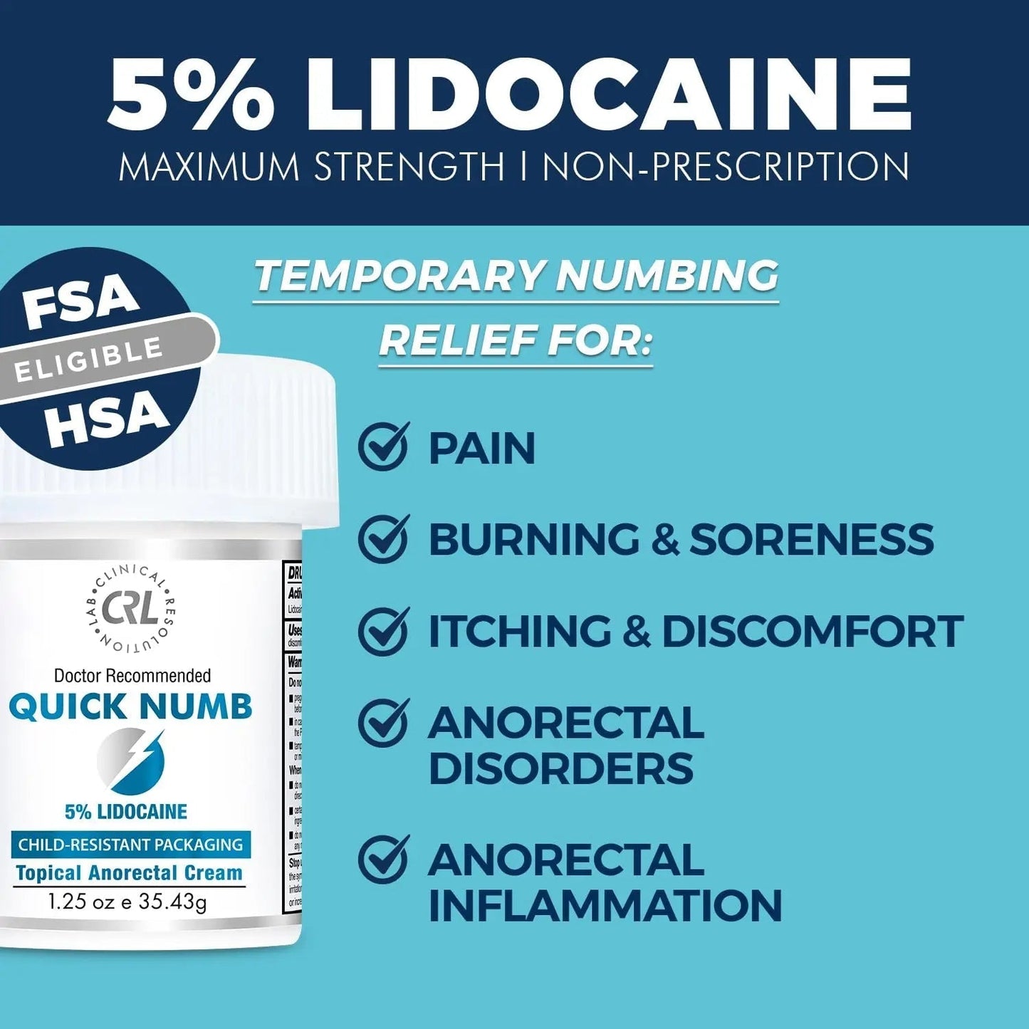 Quick Numb 5% Lidocaine Cream Maximum Strength Liposomal, Fast Itch Burn Pain Relief Cream with Aloe Allantoin Vitamin E, Gentle on Skin Support Healing Hemorrhoid Treatment 1.25 oz Clinical ResolutionBuy Supplements Australia