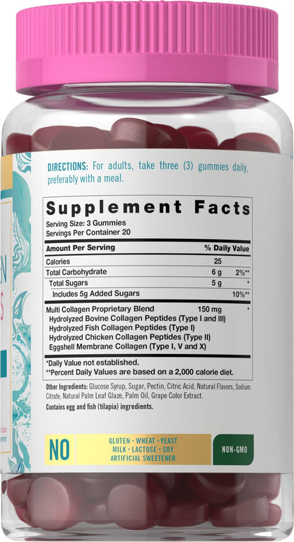 Carlyle Collagen Peptides Gummies | 60 Count | Multi Collagen Complex | Beauty Formula Supplement | Mixed Berry Flavor | Non-GMO, Gluten Free Carlyle buy supplements Au