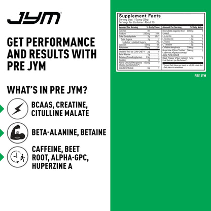 JYM Supplement Science Pre JYM Pineapple Strawberry Pre Workout Powder for Men & Women, BCAAs, Nootropics, Creatine HCI, Citrulline, Beta-Alanin