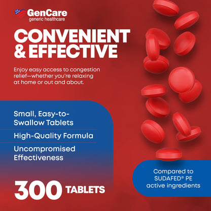 GenCare Nasal Decongestant PE – Phenylephrine HCl 10mg Tablets (Bulk 300 Count) Non-Drowsy Sinus Pressure Relief & Nasal Congestion Relief, Stuffy Nose Decongestants for Adults – Compare to Sudafed PE GenCare buy supplements Au
