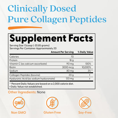 Doctor's BEST Pure Collagen Peptides w/Hyaluronic Acid - Collagen Powder Supplement for Women & Men, Unflavored, 18 g Protein & 90 mg Vitamin C per Serving, Supports Healthy Skin & Hair - 14.8 oz Doctor's BEST buy supplements Au