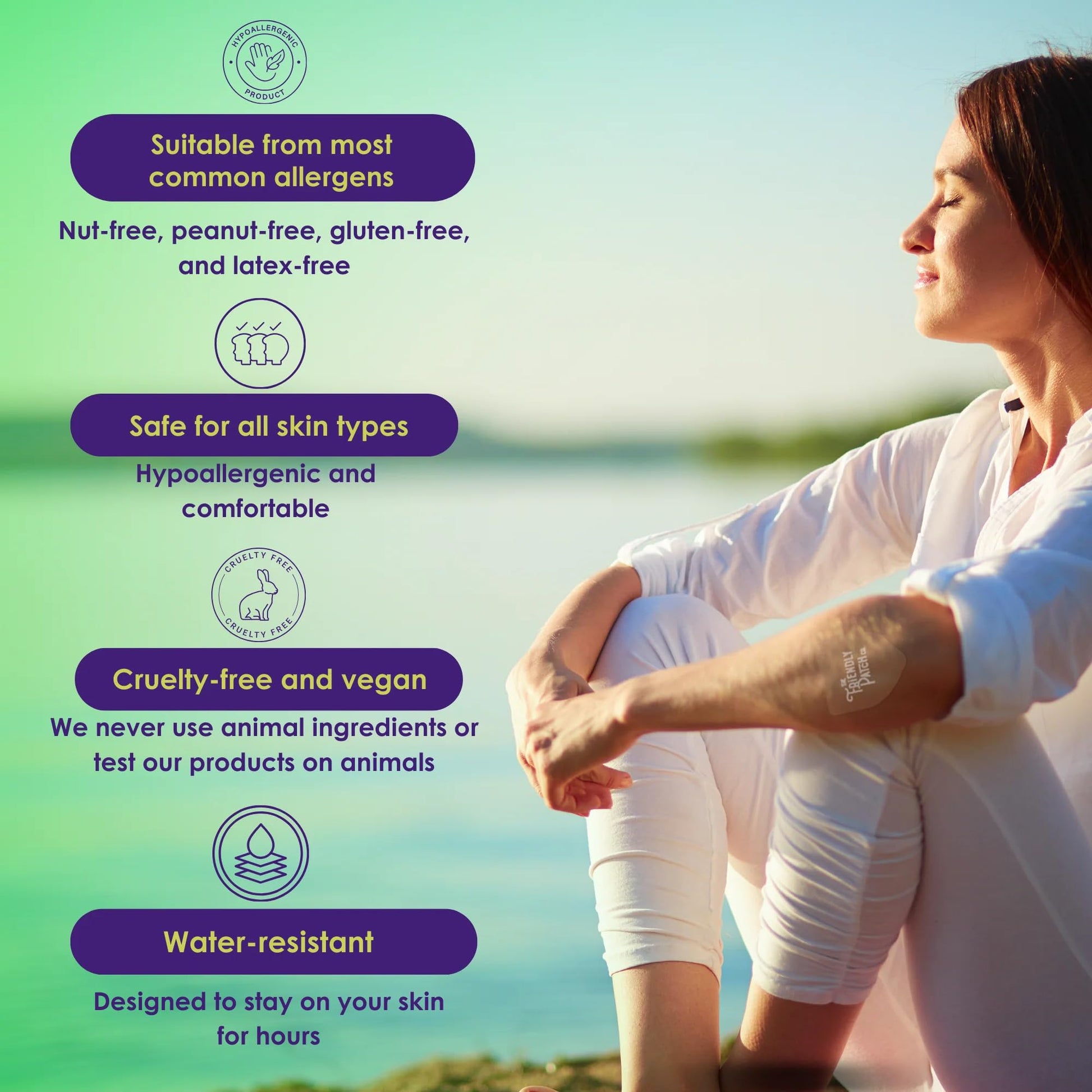 Relief Day Patch - Arnica, White Willow Bark, Saffron & Peppermint for Soreness and discomfort for Women and Men The Friendly Patch CO.Buy Supplements Australia