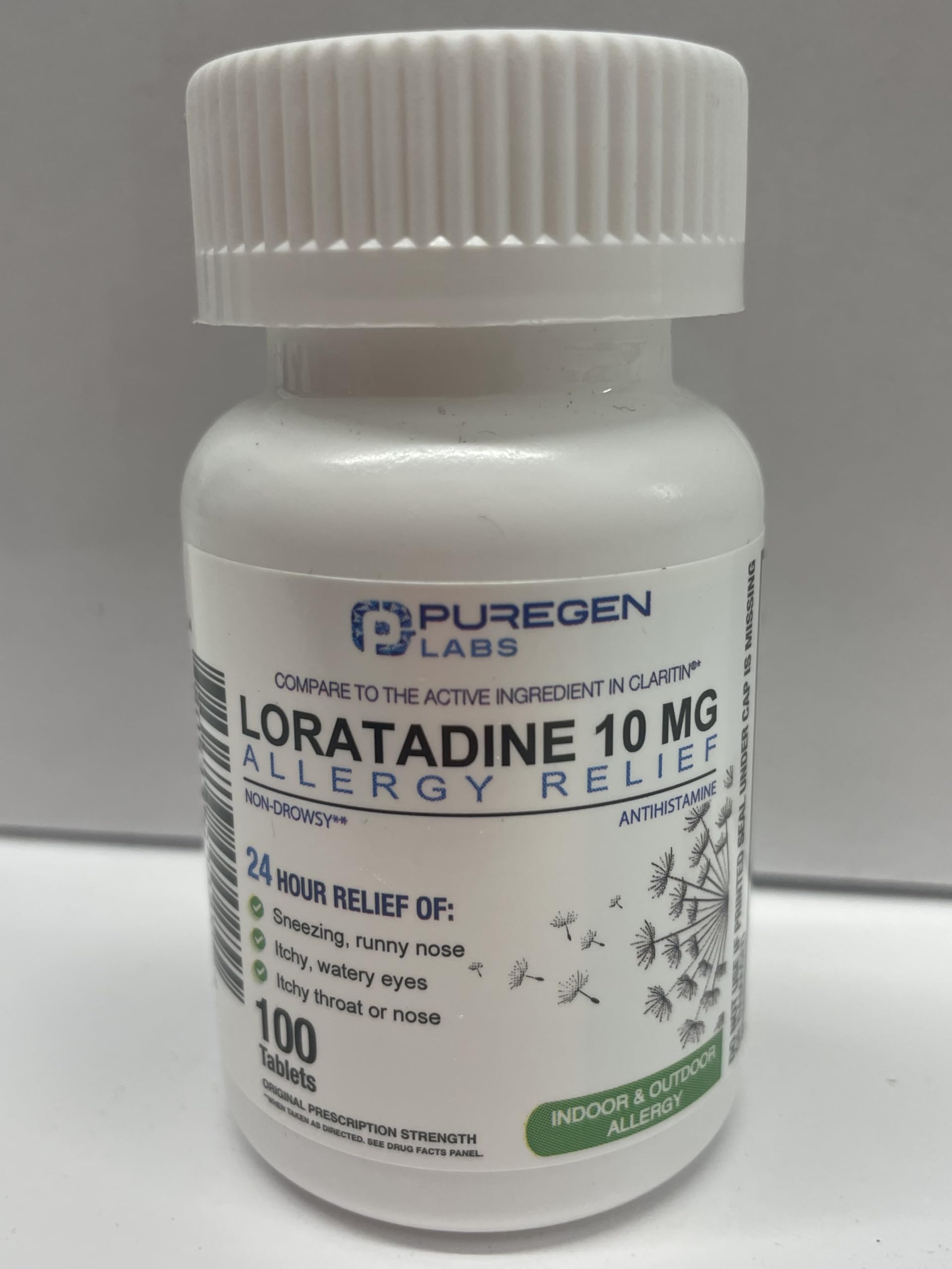 Puregen Labs Allergy Relief, Loratadine 10mg, 100 Tablets – 24 Hour Non-Drowsy Antihistamine Allergy Medicine for Runny Nose, Sneezing, Itchy, Watery Eyes P Puregen Labs buy supplements Au