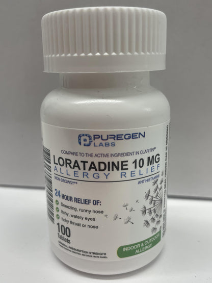 Puregen Labs Allergy Relief, Loratadine 10mg, 100 Tablets – 24 Hour Non-Drowsy Antihistamine Allergy Medicine for Runny Nose, Sneezing, Itchy, Watery Eyes P Puregen Labs buy supplements Au