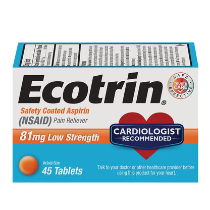 ECOTRIN ADULT LOW DOSE 81MG (45 tablets) EcotrinBuy Supplements Australia