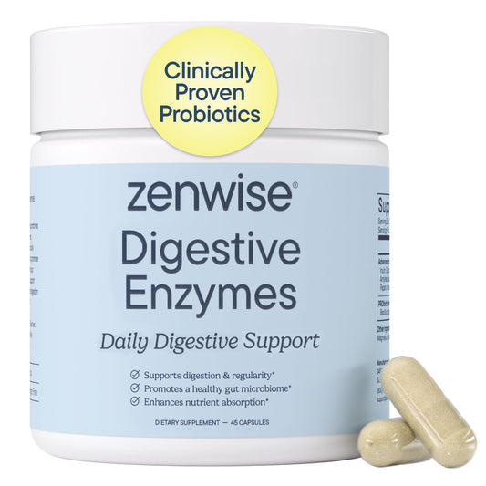 Zenwise Health Digestive Enzymes with Bromelain & Papaya - Multi Enzymes Digestion Supplement with Probiotics & Prebiotics for Gut Health, Gas & Bloating Relief