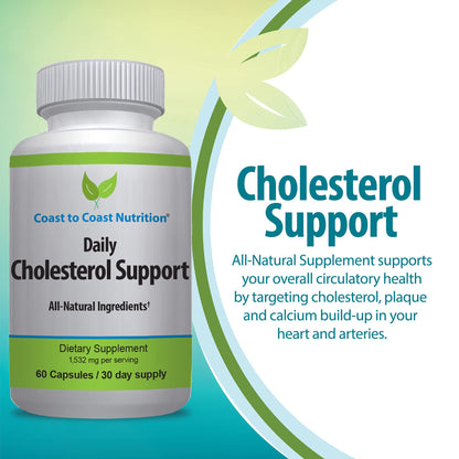 Coast to Coast Nutrition Cholesterol Support Supplement - Support Cardiovascular & Artery Performance, Target Bad LDL Levels & Plaque Calcium Buld-Up - Promote Circulation & Blood Flow - 60 Capsules Coast to Coast NutritionBuy Supplements Australia