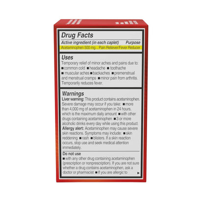 NOTTS Extra Strength 500 mg Caplets with Acetaminophen, Pain Reliever and Fever Reducer for Headache, Backache and Toothache, 100 Count NOTTSBuy Supplements Australia