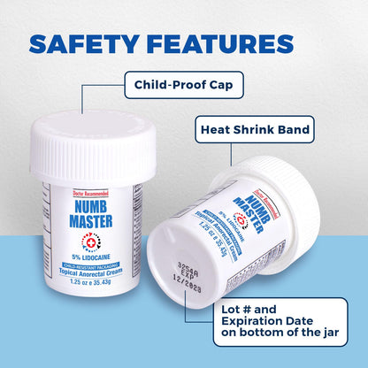 Clinical Resolution Numb Master 5% Lidocaine Numbing Cream for Pain Relief, Topical Anesthetic Burn Itch Cream Maximum Strength, Fast Acting Hemorrhoid Treatment with Vitamin E and Aloe, 1.25 Oz