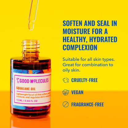 Good Molecules Squalane Oil - 100% Natural Squalane Oil Non-Greasy Moisturizer for Face, Skin, and Hair - Skin Firming