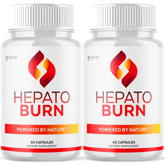 Two bottles of Hepato Burn dietary supplements on a white background