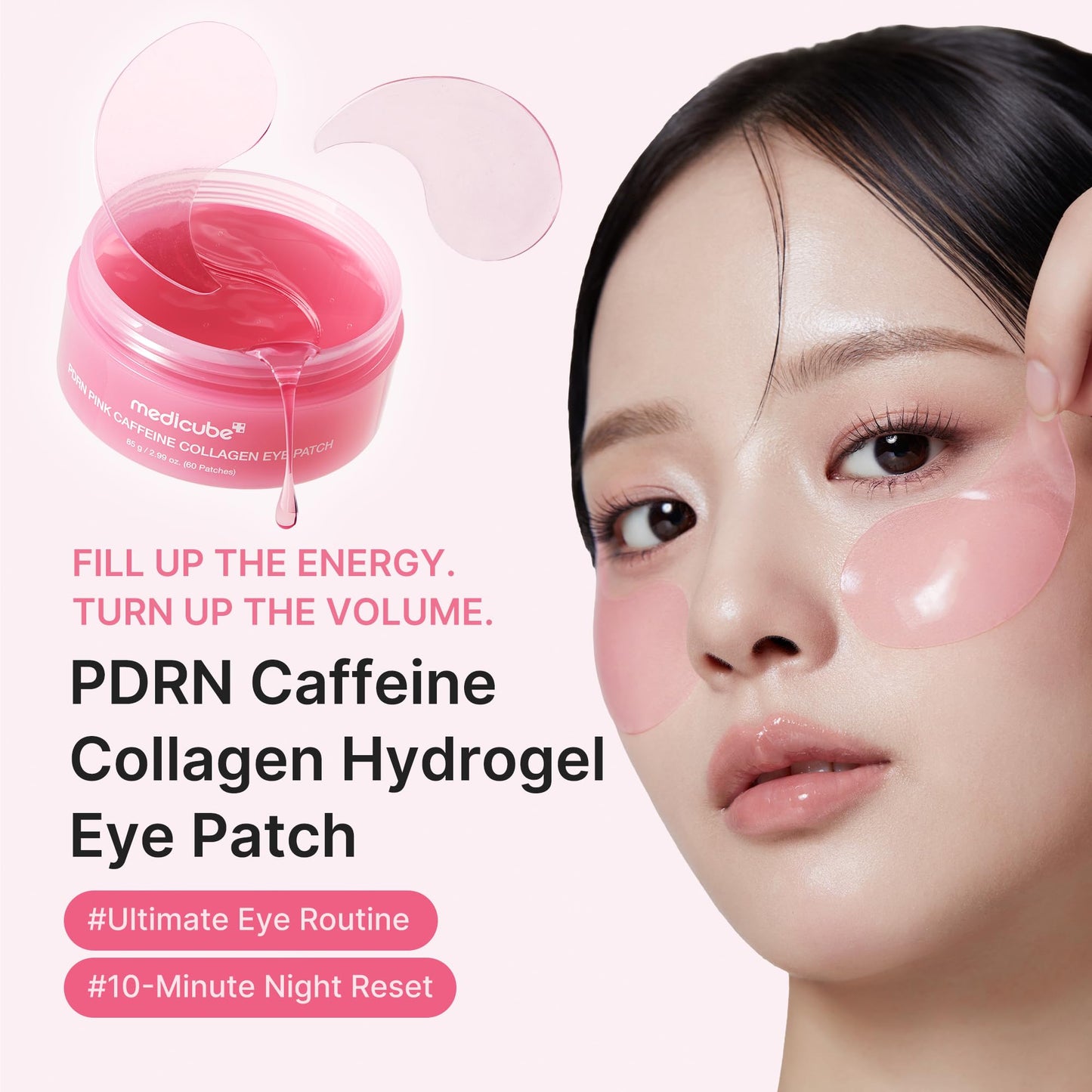 medicube PDRN Caffeine Collagen Eye Patch | Gel Eye Patches for the appearance of Dark Circles, Undereye Bags