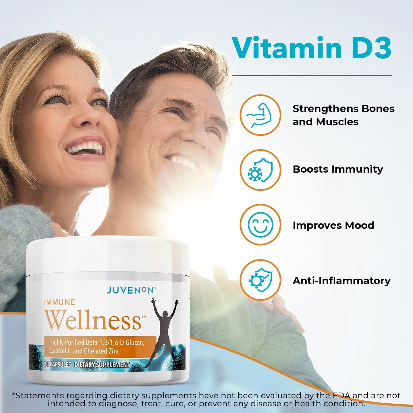 Juvenon Immune Wellness Defense Supplement with Vitamin C, Chelated Zinc Immune Booster Antioxidant Benefits for Adults, Healthy Aging, Heart Health, 30 Capsules JuvenonBuy Supplements Australia