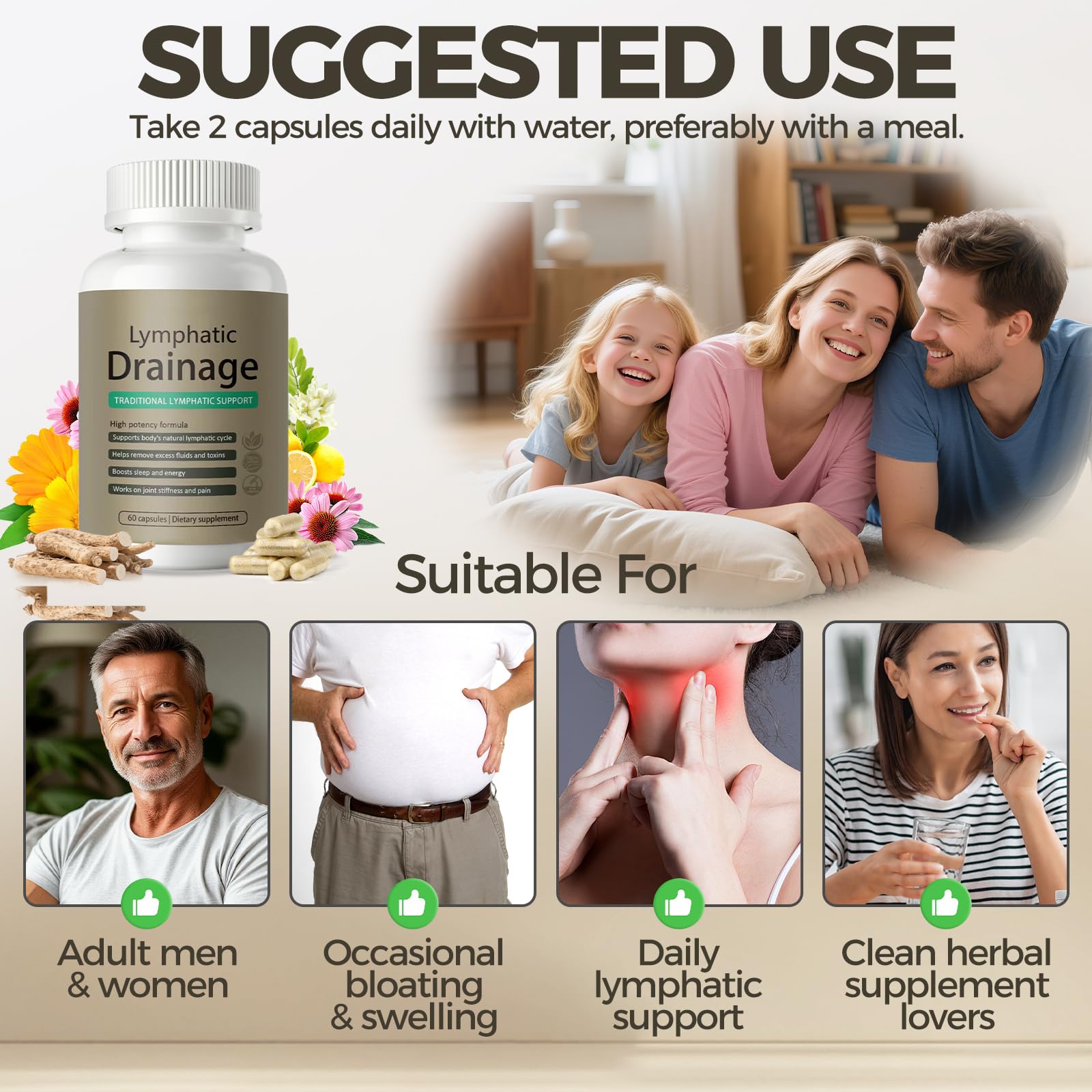 Lymphatic Drainage Capsules | Lymphatic Support Supplement for Women | Anti Cellulite, Water Retention & Bloating Relief | with Dandelion, Cleavers & Echinacea | Non-GMO, Gluten Free | 60 Count MUPUFU buy supplements Au
