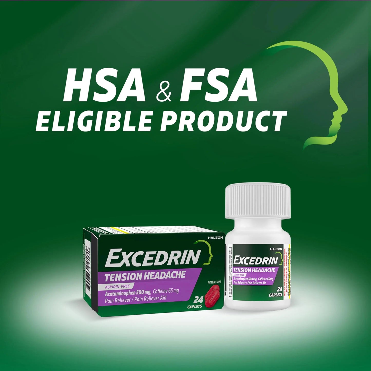 Excedrin Tension Headache Relief Caplets, Acetaminophen 500mg, Caffeine 65mg, Pain Reliever, Aspirin-Free, 100 Count ExcedrinBuy Supplements Australia
