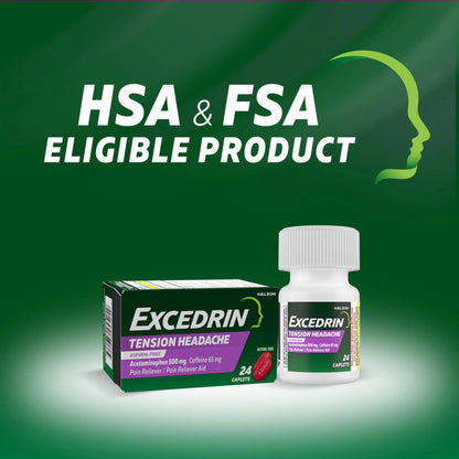 Excedrin Tension Headache Relief Caplets, Acetaminophen 500mg, Caffeine 65mg, Pain Reliever, Aspirin-Free, 100 Count ExcedrinBuy Supplements Australia