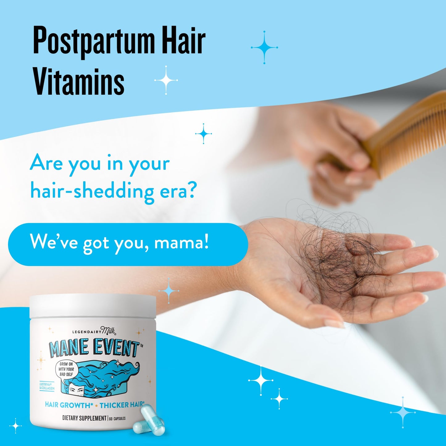 Legendairy Milk Hair Growth Vitamins for Women - Biotin for Hair Growth with Collagen & Lustriva, Hair Loss Products & Supplements for Thinning, Thicker, Fuller, Stronger Skin & Nails, Mane Event™ Legendairy MilkBuy Supplements Australia