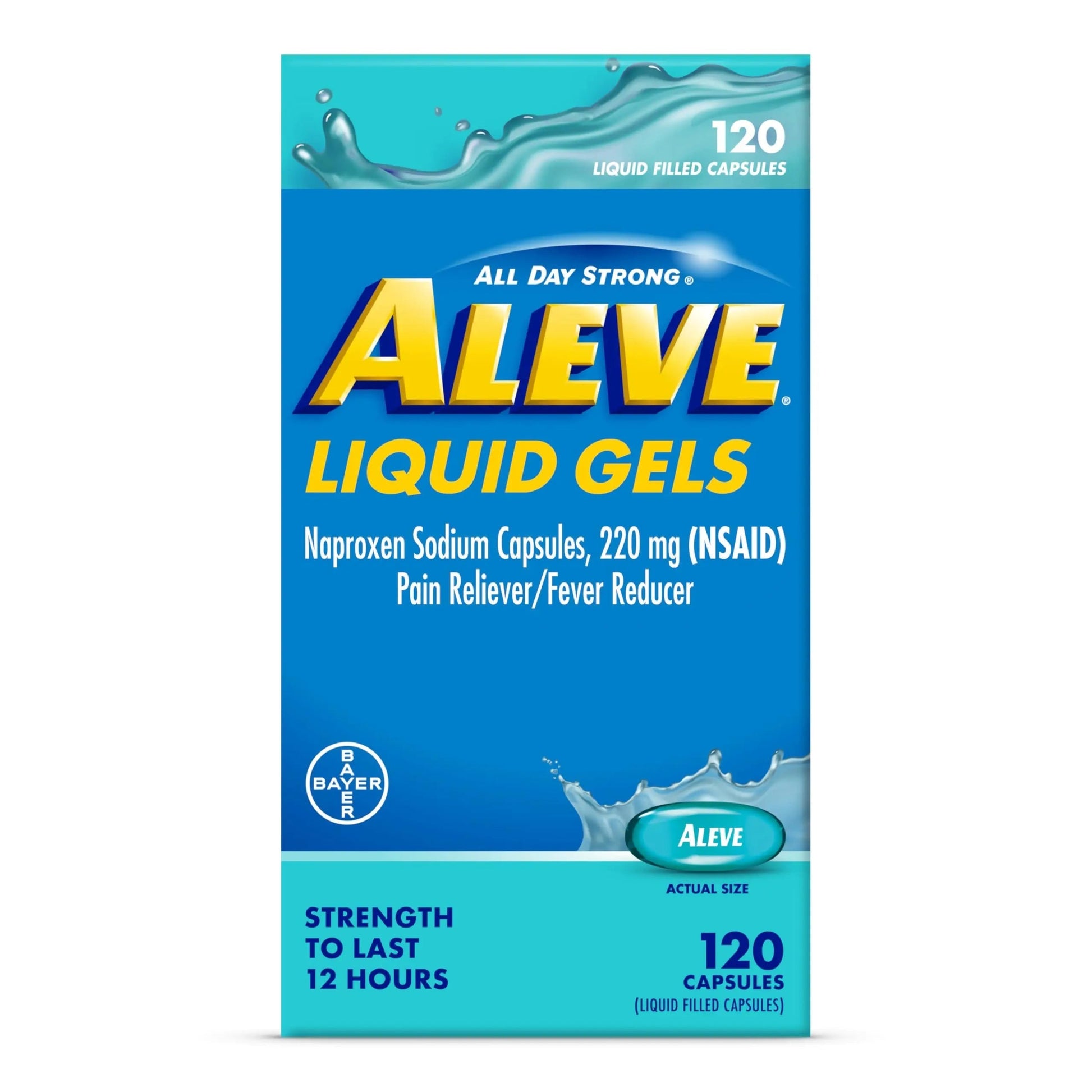 Aleve Liquid Capsules, Naproxen Sodium Capsules 220 mg (NSAID), Pain Reliever/Fever Reducer, Fast Pain Relief, 120 Count AleveBuy Supplements Australia