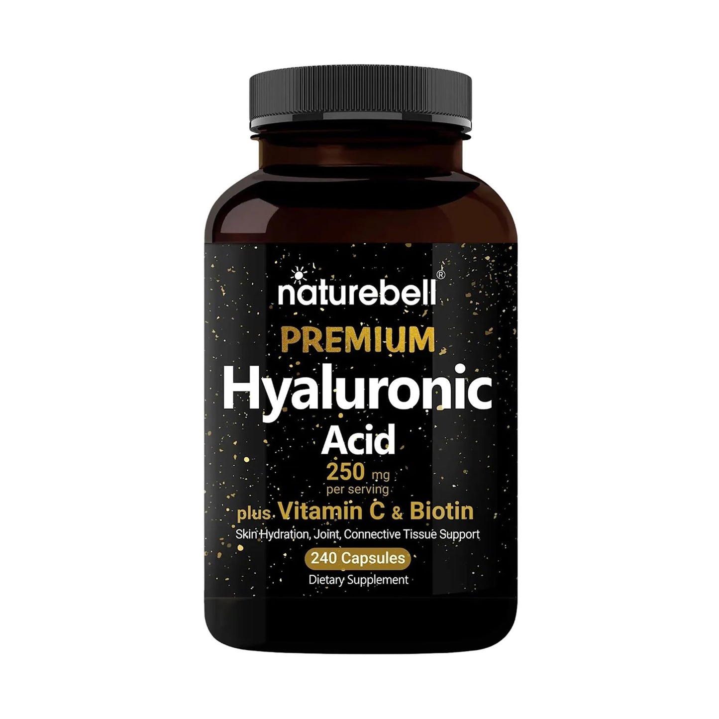NatureBell Hyaluronic Acid 250mg - 240 Capsules - 250mg Hyaluronic Acid, 5000mcg Biotin & 25 mg Vitamin C - Supports Skin