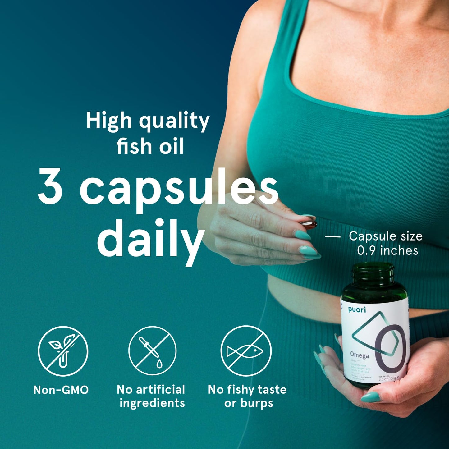 Puori Omega 3 Fish Oil Supplement - Ultra Pure & Burpless Wild Caught Fish Oil with 2000mg Omega 3 Fatty Acids,1250mg EPA & 500mg DHA Supports Heart, Brain & Eye Health - IFOS Certified - 120 Softgels Puori buy supplements Au
