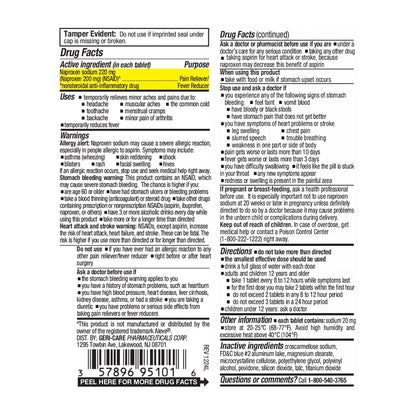 GeriCare Naproxen Sodium Tablets, 220mg (100 Count)- NSAID Extra-Strength Pain Relief for Headache, Arthritis, Muscle Aches, Menstrual Cramps- Film-Coated Naproxen, Anti-Inflammatory & Fever Reducer GeriCareBuy Supplements Australia
