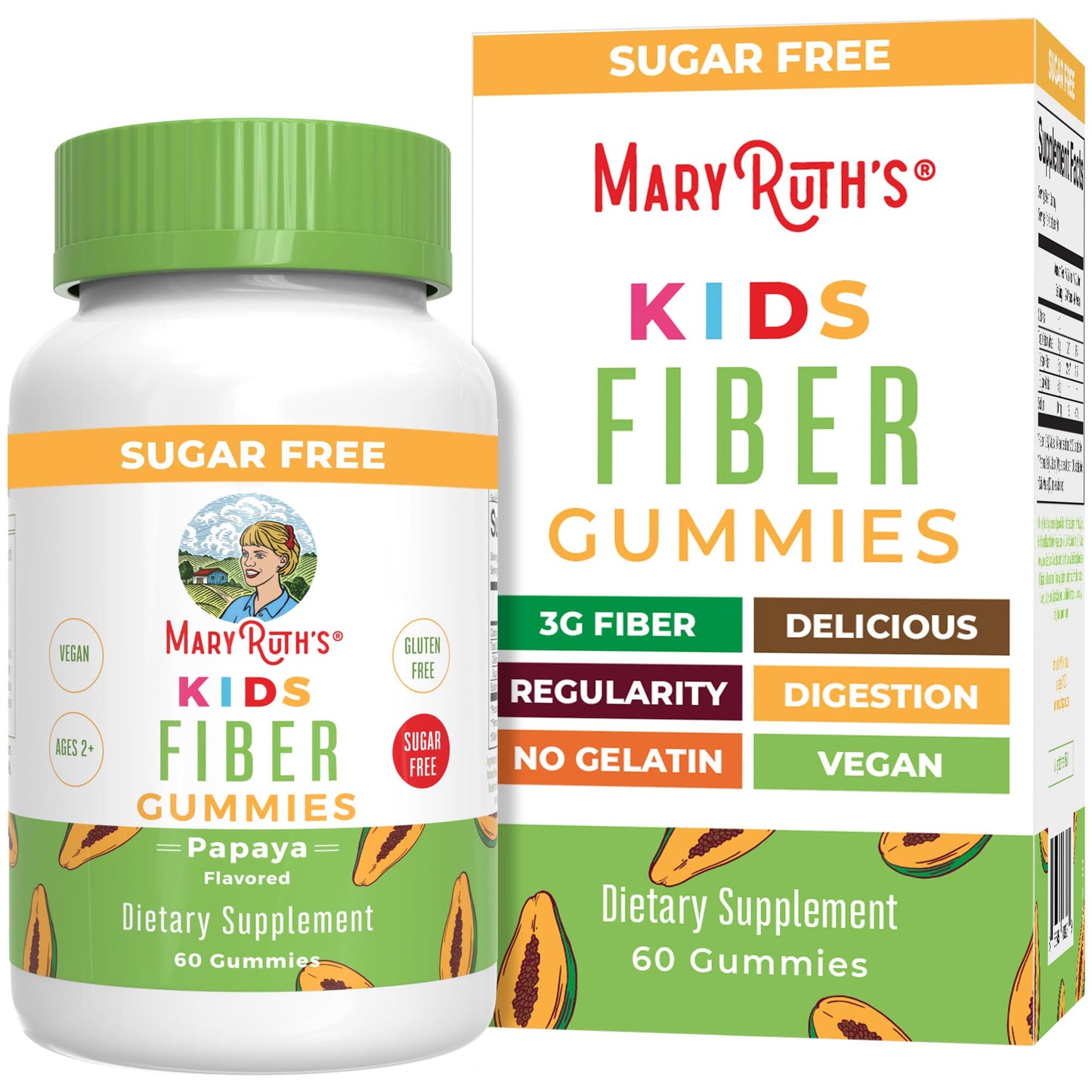MARYRUTH'S Fiber Gummies for Kids | 2 Month Supply | Sugar Free | Soluble Fiber Supplement | Gut Health & Digestion Support