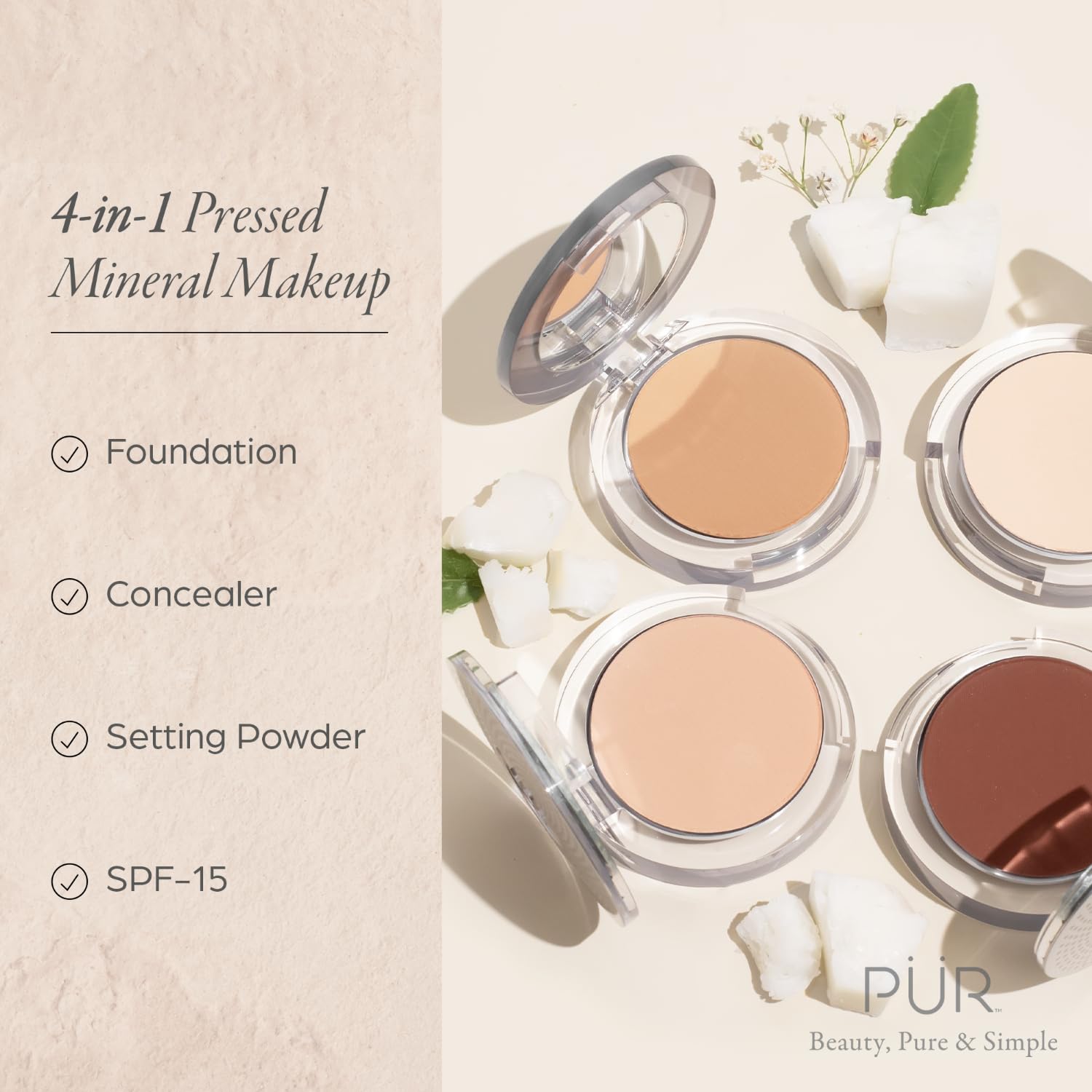 PÜR MINERALS 4-in-1 Pressed Mineral Makeup Powder Foundation with SPF 15 - Concealer & Finishing Compact Pressed Powder for Face - Buildable Medium to Full Coverage Foundation Powder (Vanilla) PÜR MINERALS buy supplements Au
