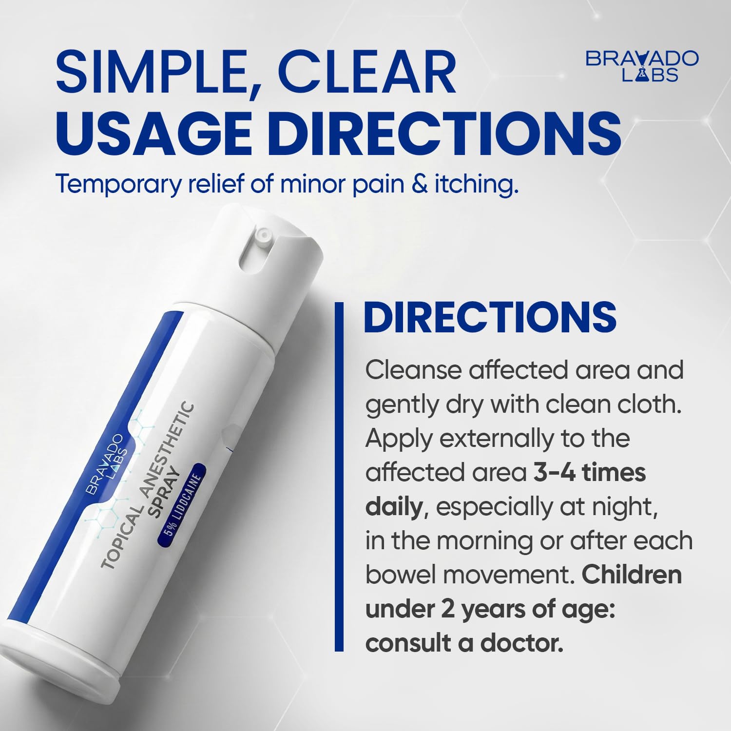 Bravado Labs 5% Lidocaine Spray Pain Relief - Maximum Strength Numbing Spray with Arnica & Emu Oil - Topical Anesthetic for Burns, Pain & Itch Relief - 1oz Bravado LabsBuy Supplements Australia
