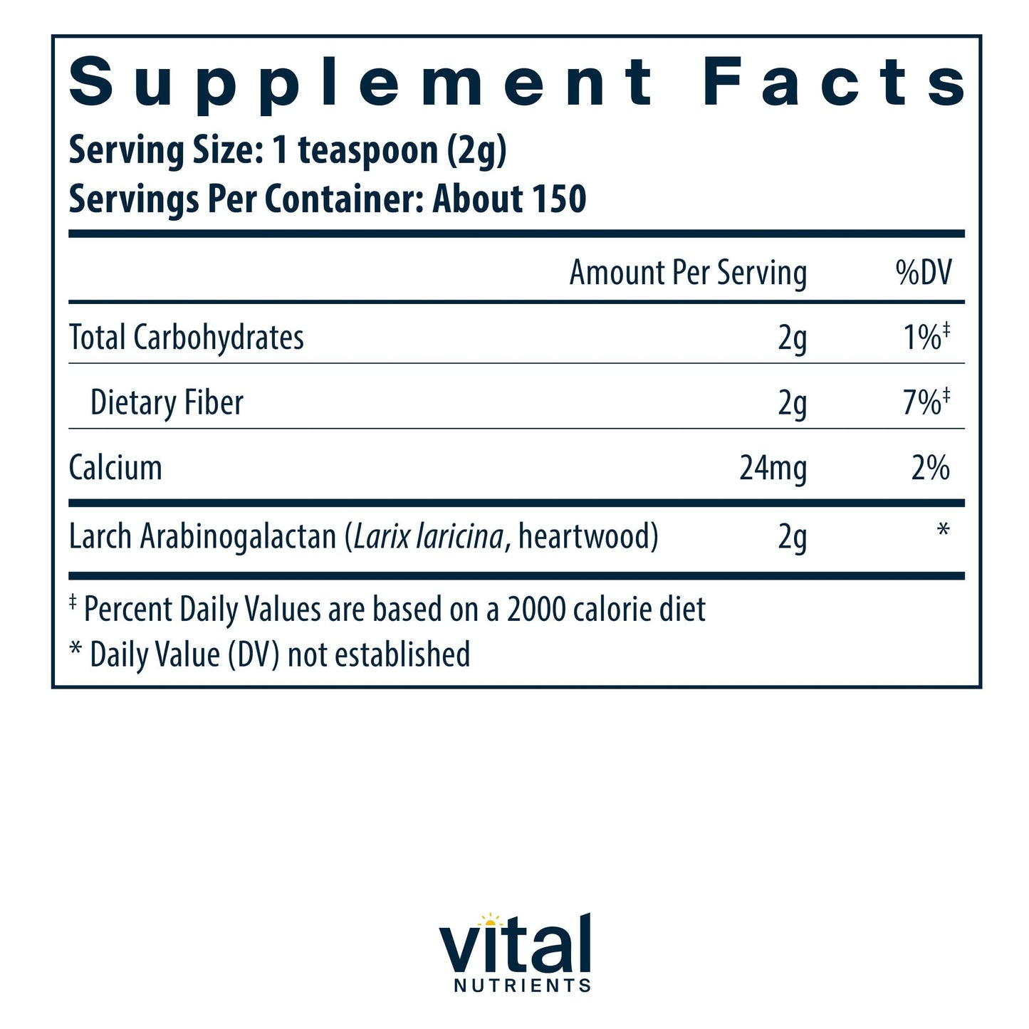 Vital Nutrients Arabinogalactan Powder - Vegan Prebiotic Fiber Supplement for GI Health, Liver, and Immune Support